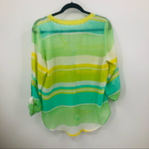 Tacera sheer blouse Button up with tie front - Picture 11 of 12